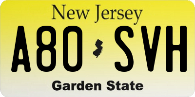 NJ license plate A80SVH