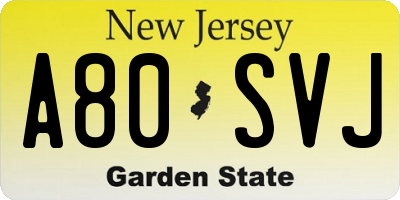 NJ license plate A80SVJ