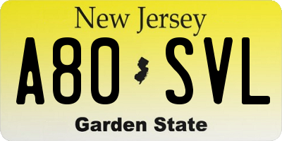 NJ license plate A80SVL