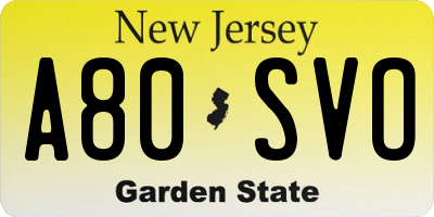 NJ license plate A80SVO