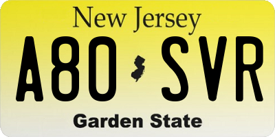 NJ license plate A80SVR