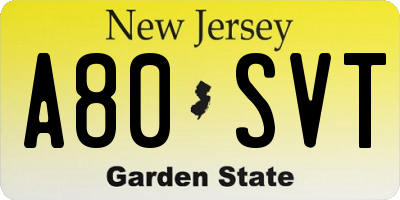 NJ license plate A80SVT
