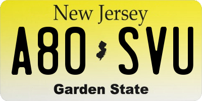 NJ license plate A80SVU