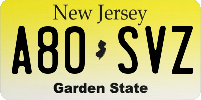 NJ license plate A80SVZ