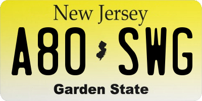 NJ license plate A80SWG