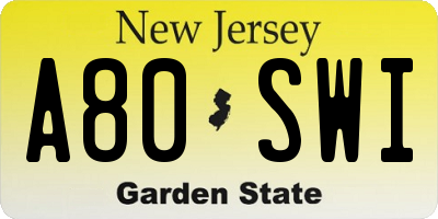 NJ license plate A80SWI