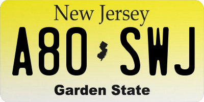 NJ license plate A80SWJ