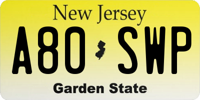 NJ license plate A80SWP