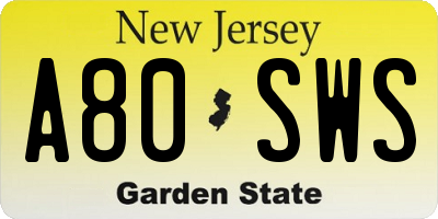 NJ license plate A80SWS