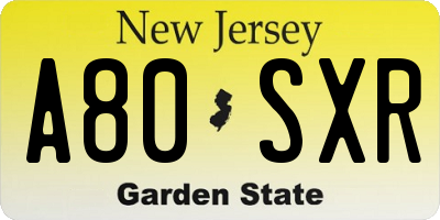 NJ license plate A80SXR