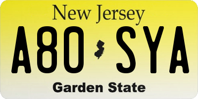 NJ license plate A80SYA