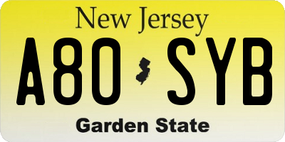 NJ license plate A80SYB
