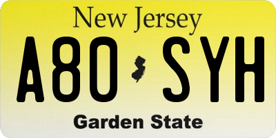 NJ license plate A80SYH