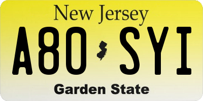NJ license plate A80SYI