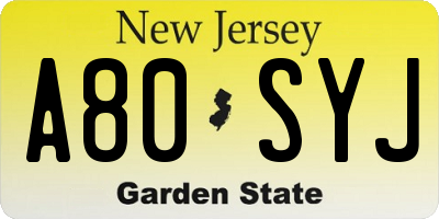 NJ license plate A80SYJ
