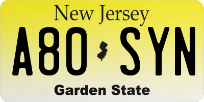 NJ license plate A80SYN