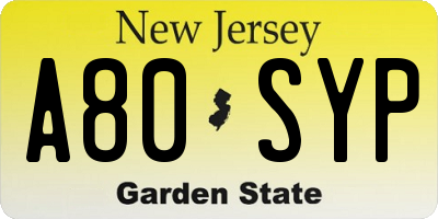 NJ license plate A80SYP