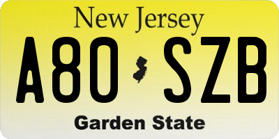 NJ license plate A80SZB