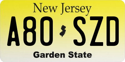 NJ license plate A80SZD