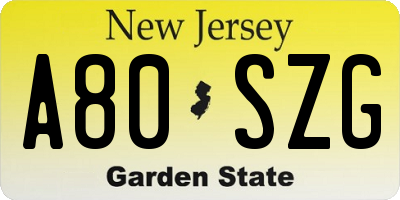 NJ license plate A80SZG