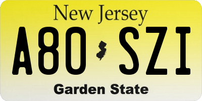 NJ license plate A80SZI
