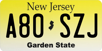 NJ license plate A80SZJ