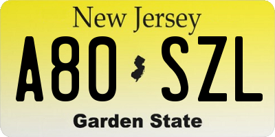 NJ license plate A80SZL