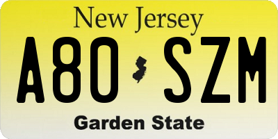 NJ license plate A80SZM
