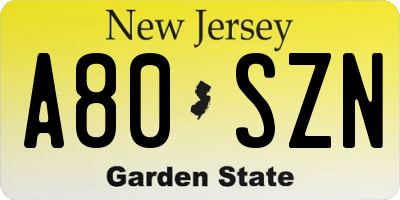 NJ license plate A80SZN