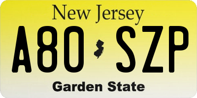 NJ license plate A80SZP