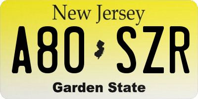 NJ license plate A80SZR