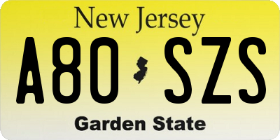 NJ license plate A80SZS