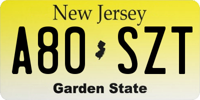 NJ license plate A80SZT