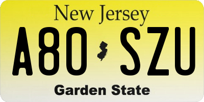 NJ license plate A80SZU
