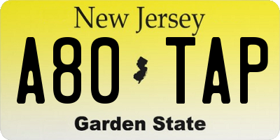 NJ license plate A80TAP