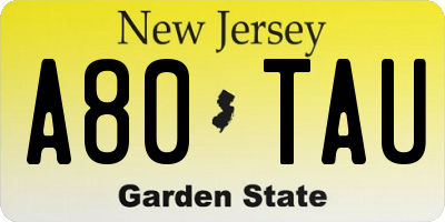 NJ license plate A80TAU