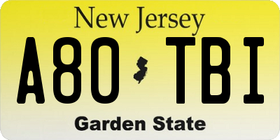 NJ license plate A80TBI