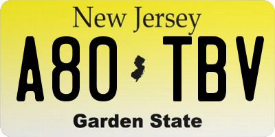 NJ license plate A80TBV