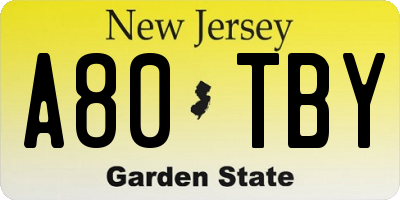 NJ license plate A80TBY