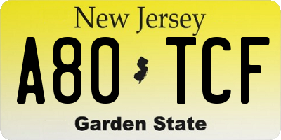 NJ license plate A80TCF