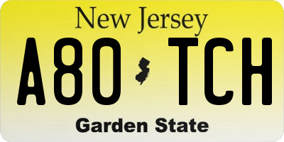 NJ license plate A80TCH