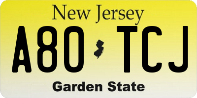 NJ license plate A80TCJ