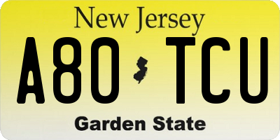 NJ license plate A80TCU