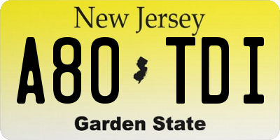 NJ license plate A80TDI