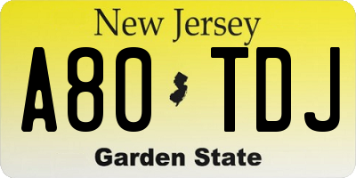 NJ license plate A80TDJ