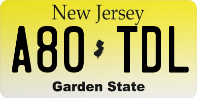 NJ license plate A80TDL