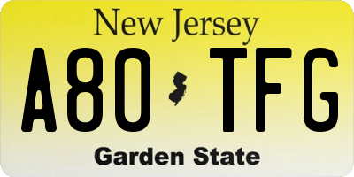 NJ license plate A80TFG
