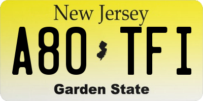 NJ license plate A80TFI