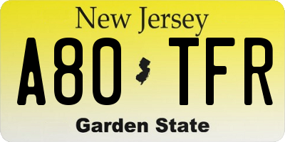 NJ license plate A80TFR