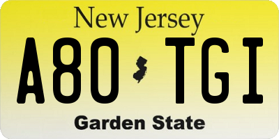 NJ license plate A80TGI